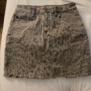 Cheetah print denim skirt